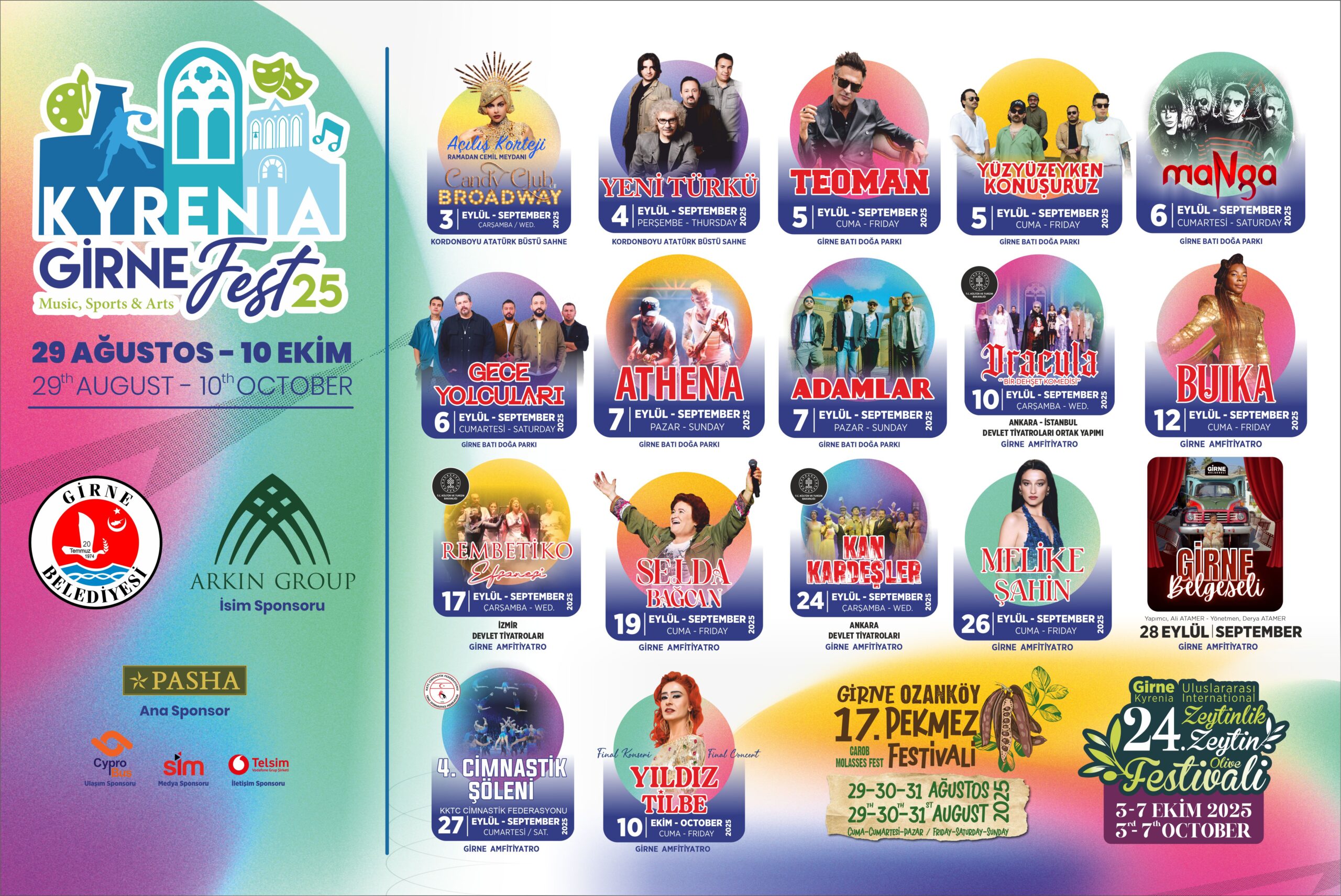 Girne Arkın Group Fest 25 Yıldızlar Geçidine Ev Sahipliği Yapacak  Pasha Group Ana Sponsorluğunda Girne Fest 25 Başlıyor